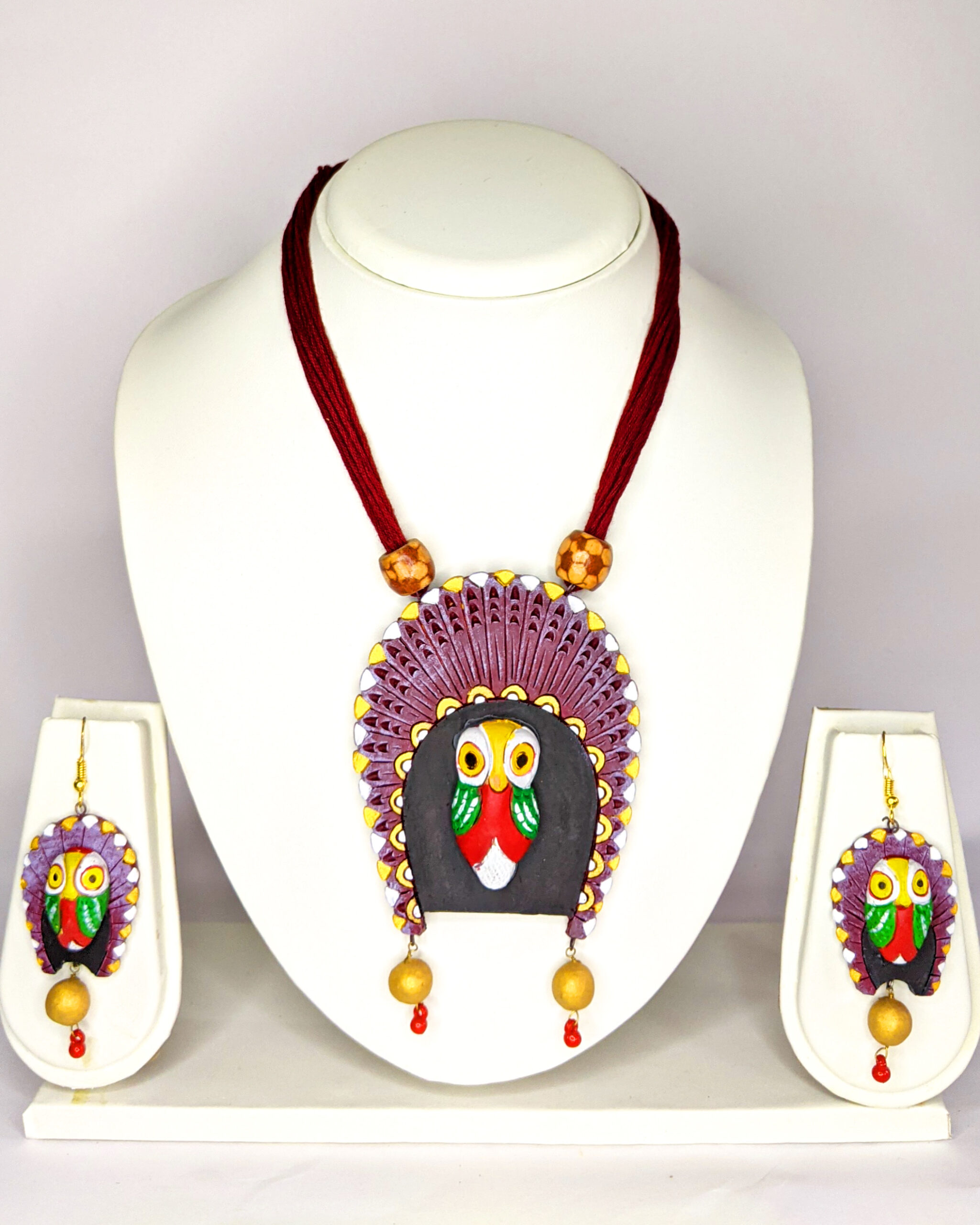 Handmade Terracotta Jewelry Set Black Orange With adjustable Dori – Khushi  Handicrafts